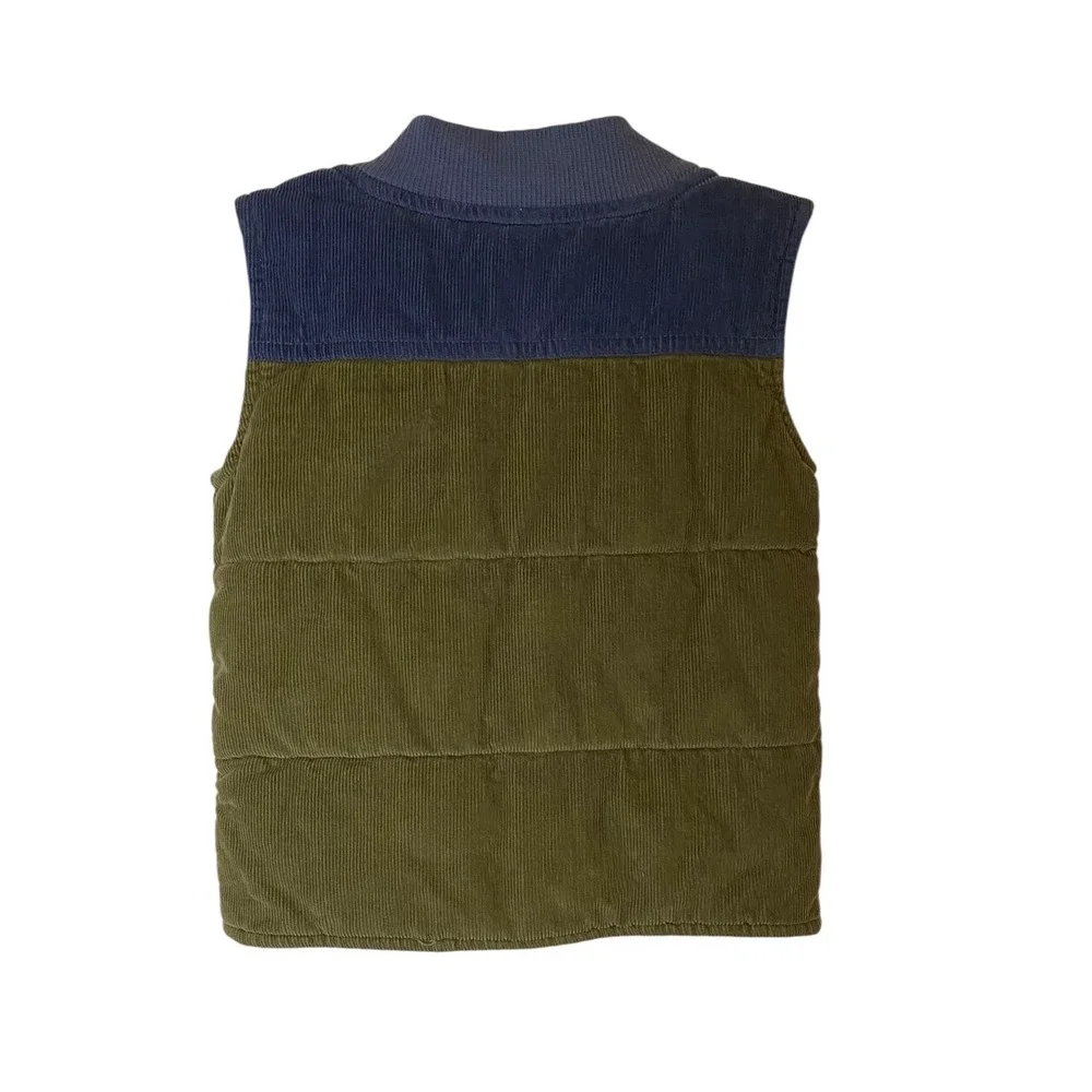 OshKosh Bgosh Kids 3T Olive Green Blue Corduroy Snap Puffer Vest GCL127359-RPVN